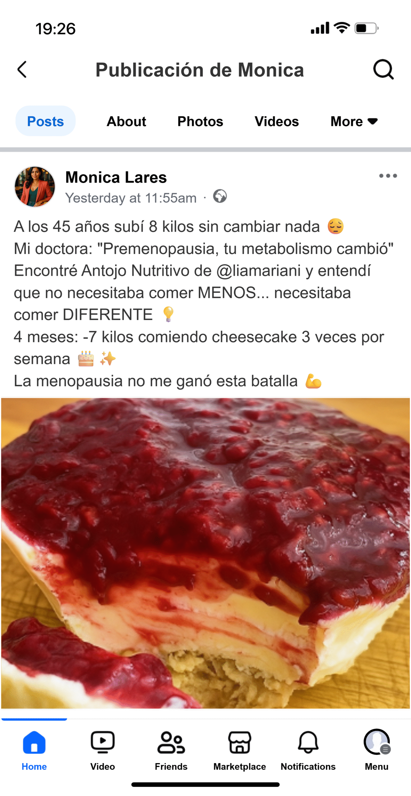 Testimonio Facebook - Mónica Lares