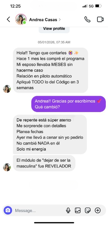 Testimonio Andrea Casas - Instagram DM