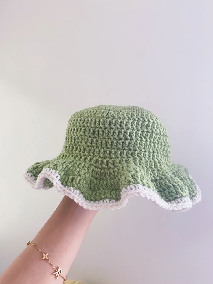 Green crochet bucket hat